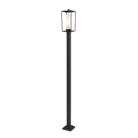 Z-Lite Sheridan 1 Light Outdoor Post Mounted Fixture, Black & White Opal 595PHBS-536P-BK